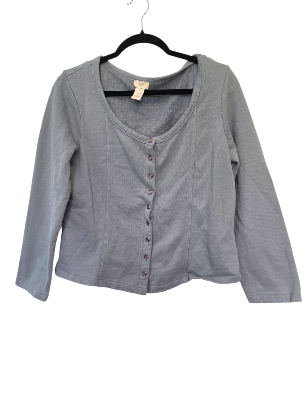 J. Jill Women's Light Blue Snap Button-Front Long Sleeve Top Size Large